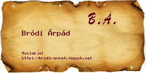 Bródi Árpád névjegykártya